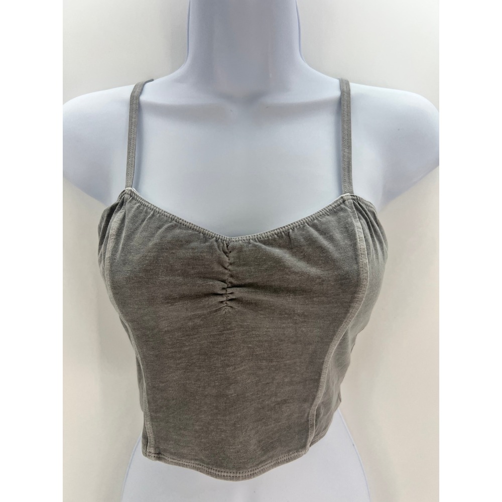 Abercrombie & Fitch Womens Small Gray Washed Cropped Cami Criss Cross Back
